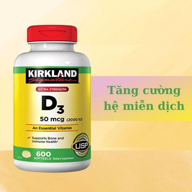 Viên uống hấp thụ canxi Vitamin D3 Kirkland 50cmg 200IU (date 2027) 2
