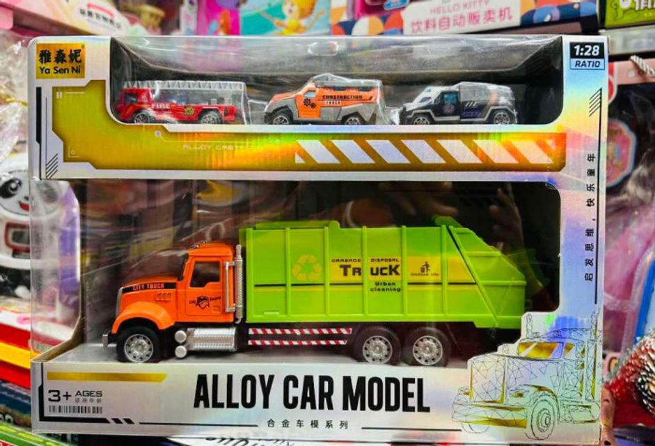Bộ đồ chơi xe tải to chở 6 xe nhỏ chạy bằng đà 551-2 Alloy car model 1