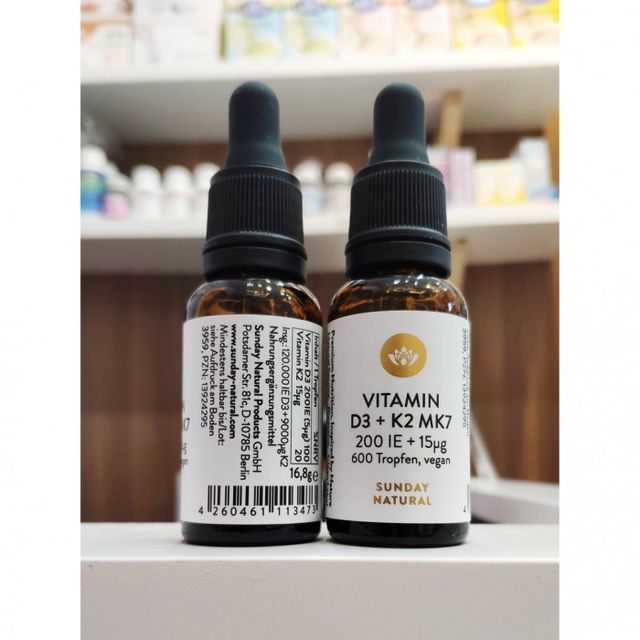 Vitamin D3 K2 (MK7) Sunday Natural 20ml (Đức) Hỗ Trợ Cho trẻ 3