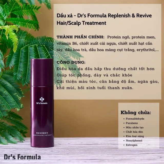 Dầu Xả Dưỡng Tóc Đen Mượt & Phục Hồi Tóc/Da Đầu Dr's Formula 2