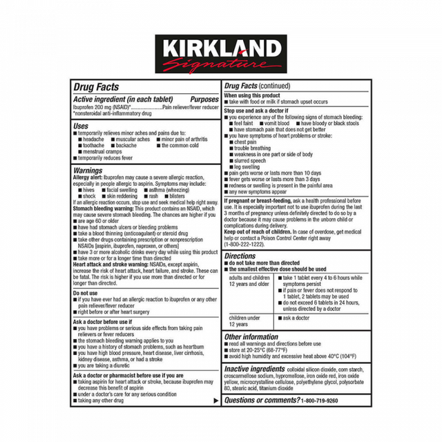 [Chính hãng] Viên Uống Kirkland Ibuprofen 200mg Hộp 500 Viên Của Mỹ 2