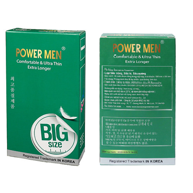 Bao Cao Su Cỡ Lớn Size 55mm Si&ecirc;u Mỏng K&eacute;o D&agrave;i Powermen Comfortable 2