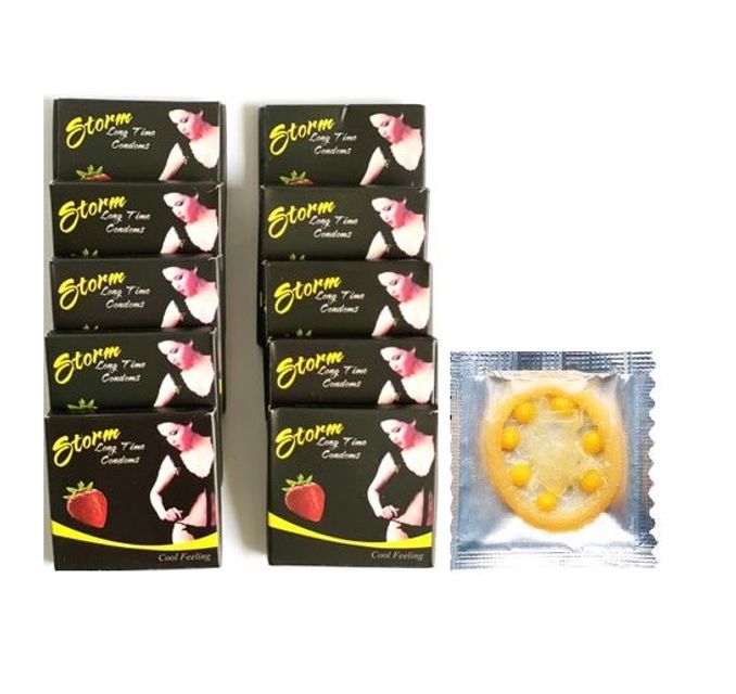 Bao Cao Su Bi Nổi Storm Strawberry 10 chiếc Kèm Gel Gói Nhật Bản 5ml 2