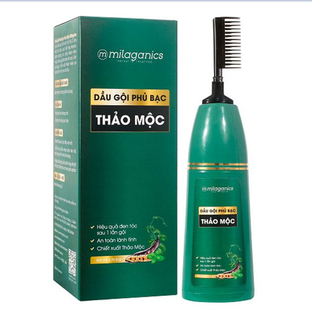 Dầu Gội Phủ Bạc Đen Tóc Thảo Mộc Thiên Nhiên Milaganics 200ml 3