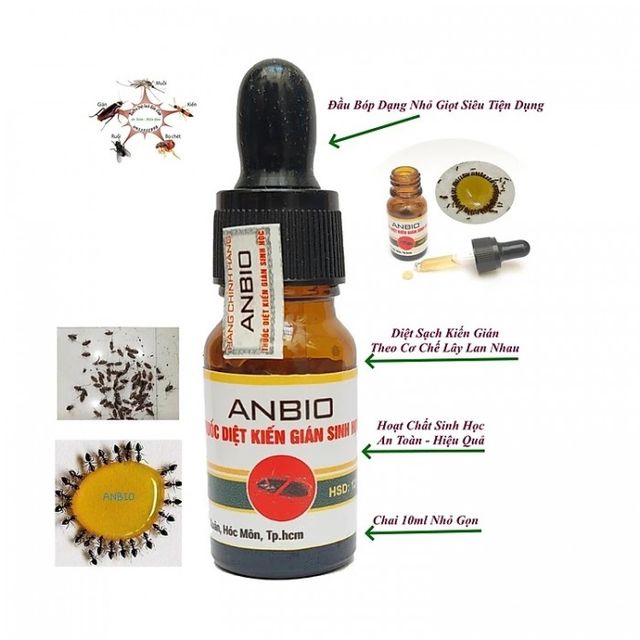 Chế phẩm diệt kiến gián sinh học Anbio, chai 10ml 1