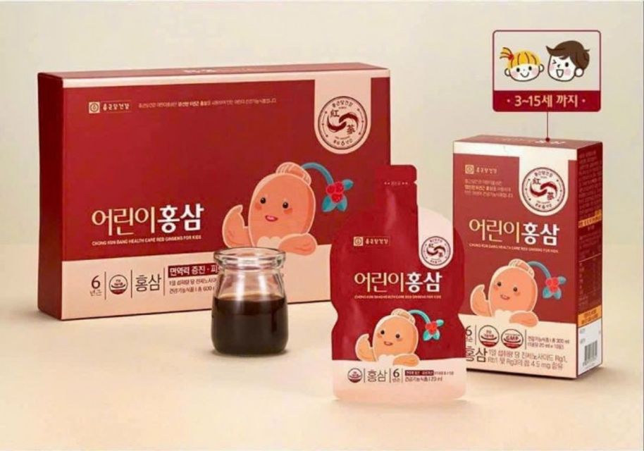 Nước hồng s&acirc;m cho trẻ em Chong Kun Dang H&agrave;n Quốc hộp 30 g&oacute;i x 20ml 1