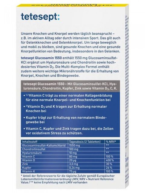 Viên Bổ Xương Khớp, Giảm Đau Glucosamin 1550 Tetesept 2