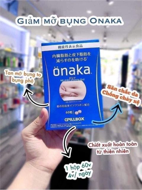 Vi&ecirc;n giảm hỗ trợ mỡ bụng Onaka Pillbox 60 vi&ecirc;n Nhật Bản 1