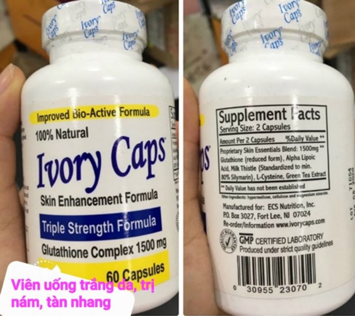 Vi&ecirc;n uống cao c&acirc;́p Trắng Da Ivory Caps 1500mg 60 vi&ecirc;n, Mỹ 2