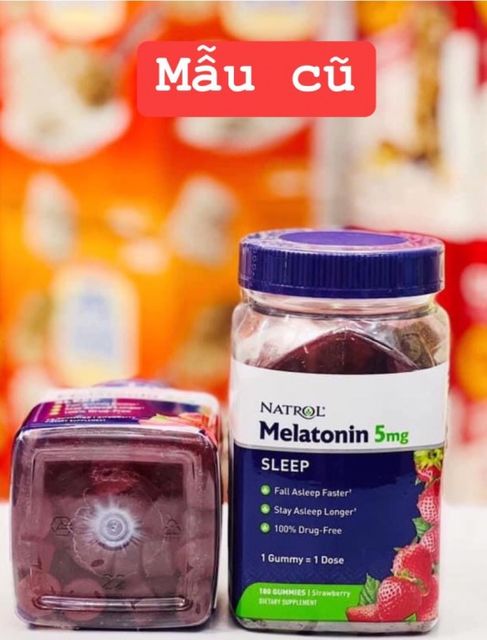 [M&acirc;̃u Mới] Kẹo Dẻo Gi&uacute;p Ngủ Ngon Mela'tonin vị D&acirc;u 5mg, 180vi&ecirc;n Mỹ 4