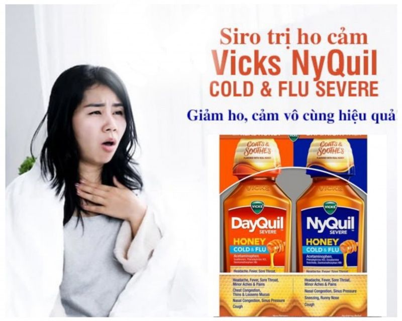Siro cảm Vicks DayQuil & NyQuil Honey 354ml x2 chai, Mỹ 1