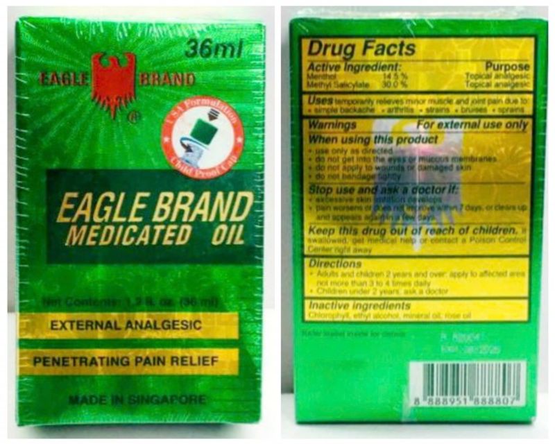 Dầu gi&oacute; xanh 2 nắp Eagle Brand Medicated Oil 36ml 2