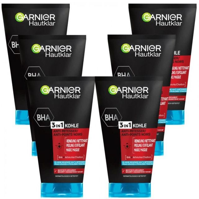 Sữa Rửa Mặt cho da mụn Garnier Hautklar 3in1 Kohle 150ml, 1