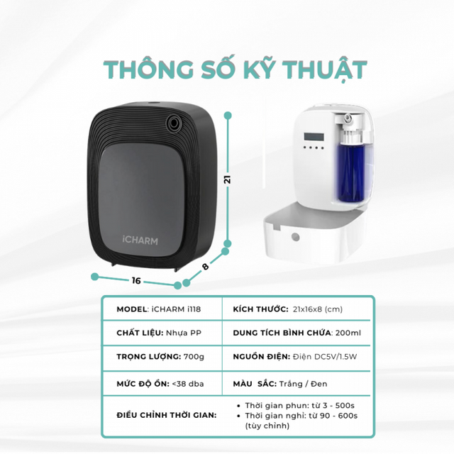 M&aacute;y x&ocirc;ng tinh dầu, khuếch t&aacute;n tạo m&ugrave;i thơm i118 iCHARM 2