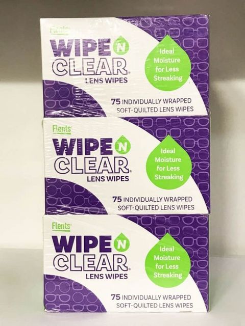 Khăn lau mắt k&iacute;nh Flents Wipe &lsquo;n Clear Lens Wipes 75 miếng x3 Mỹ 1
