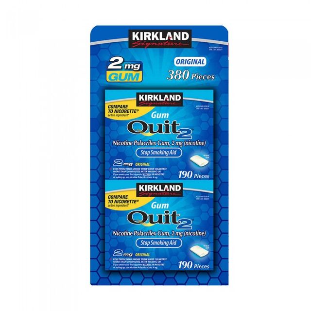 Set 2 hộp kẹo cai thuoc l&aacute; Kirkland Signature Quit 2mg Gum 190 vi&ecirc;n 1
