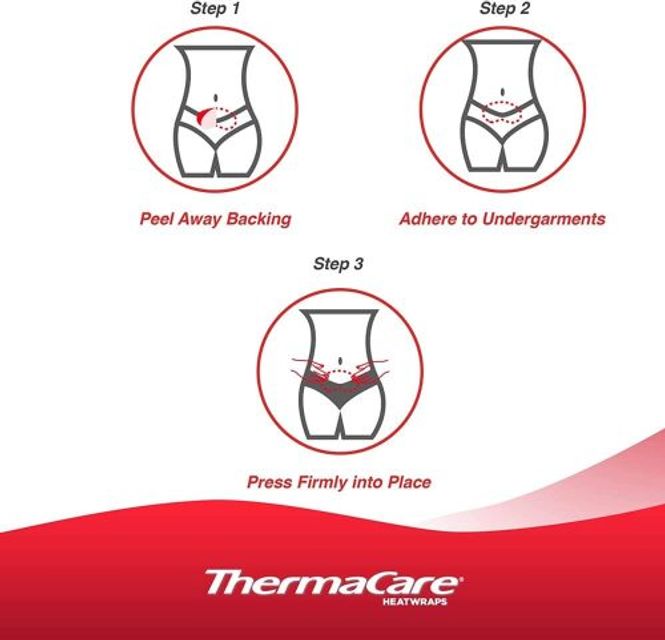 Miếng d&aacute;n n&oacute;ng giảm đau bụng kinh nguyệt ThermaCare HeatWraps 3 miếng 2