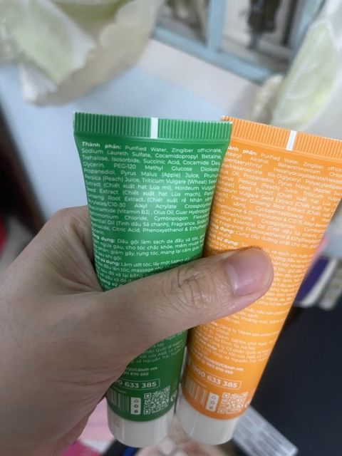 Combo Dầu Gội Xả Hữu Cơ Gừng Sả Giúp Giảm Gàu Ngứa Size Mini 2