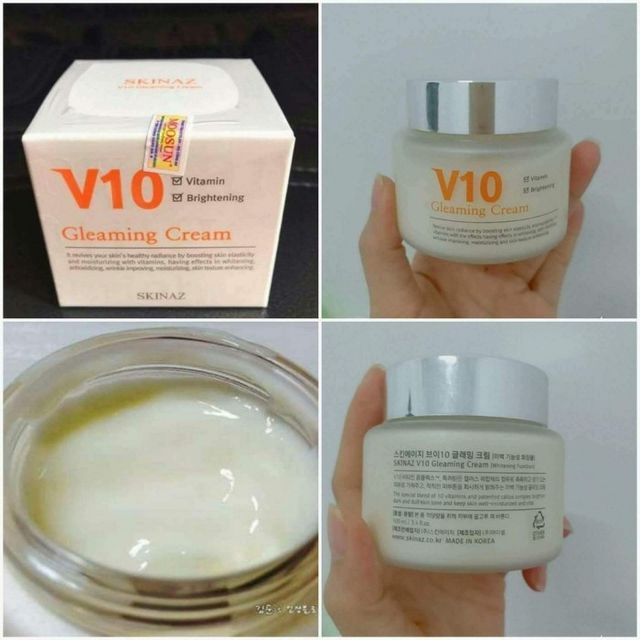 Kem Hỗ Trợ Dưỡng Trắng Cao Cấp V10 Gleaming Cream Skinaz Hàn Quốc 2