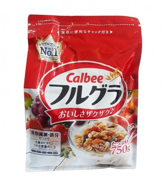 Ngũ cốc Calbee 750g Nhật Bản - tr&aacute;i c&acirc;y hỗn hợp- M&agrave;u đỏ 1