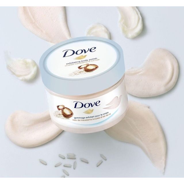 Tẩy Tế B&agrave;o Cngừng hẳn Dove Macadamia & Reismilch 225ml (H&agrave;ng Đức)