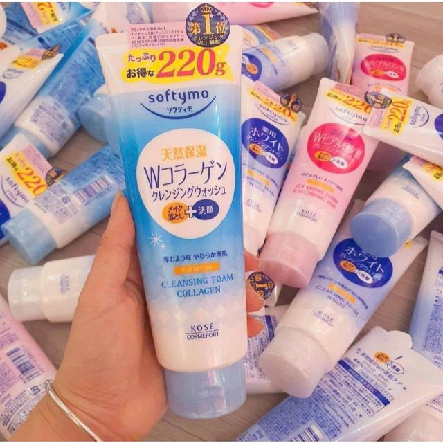 Sữa Rửa Mặt Collagen Kose Softymo 220G (Xanh Nhạt)
