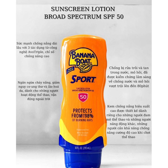 Kem chống nắng Banana Boat 295ml, Sport 50+
