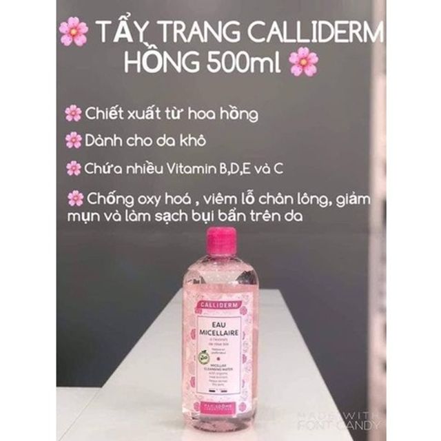 Nước Tẩy Trang Calliderm 3in1 Hoa Hồng Micellaire - 500ml