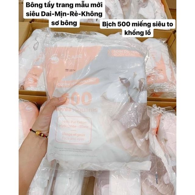 B&ocirc;ng tẩy trang S+ CARE Tetra Le Soin Laretat Pur Ph&aacute;p - 500 MIẾNG