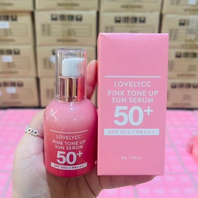 Serum chống nắng SPF50 dưỡng trắng LOVELYCC Pink Tone Up - 30g