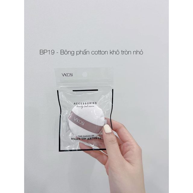 B&ocirc;ng phấn phủ cotton Vacosi Small White Round Puff BP19