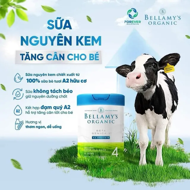 Sữa Bellamy's Organic A2 gi&uacute;p Ph&aacute;t Triển Xương Khớp N&atilde;o Bộ 800g