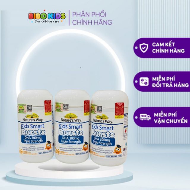 Vi&ecirc;n nhai DHA Bursts 300mg Triple Strength Nature's Way Kids Smart