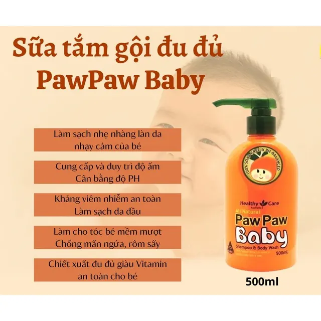 Sữa tắm gội Paw Paw Baby Healthy Care