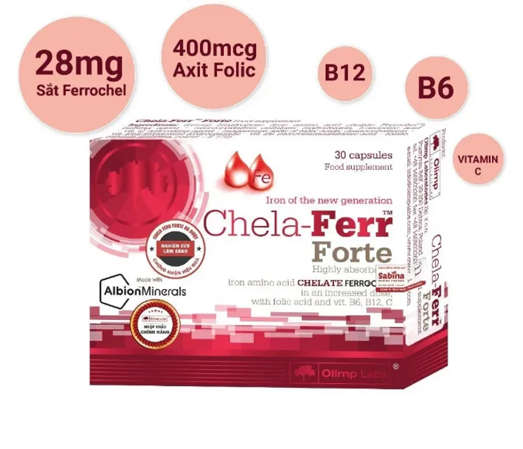 (NK) Viên sắt bổ máu cho bà bầu Chela-Ferr Forte Olimp Labs 30 viên 2