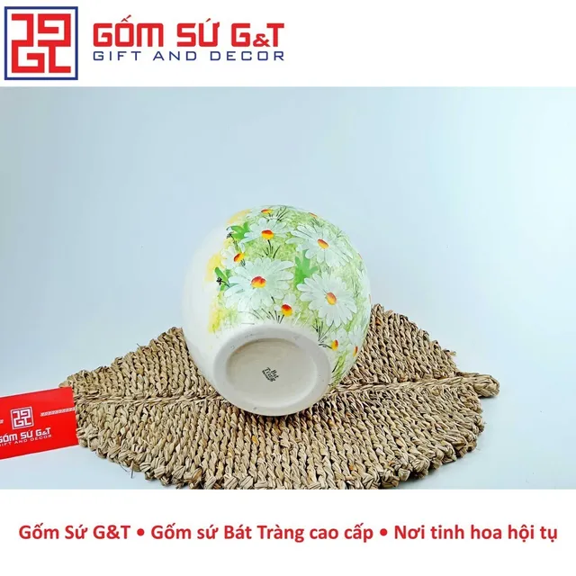 Lọ hoa trang tr&iacute; d&aacute;ng v&ograve; vẽ c&uacute;c họa mi Gốm Sứ G&T