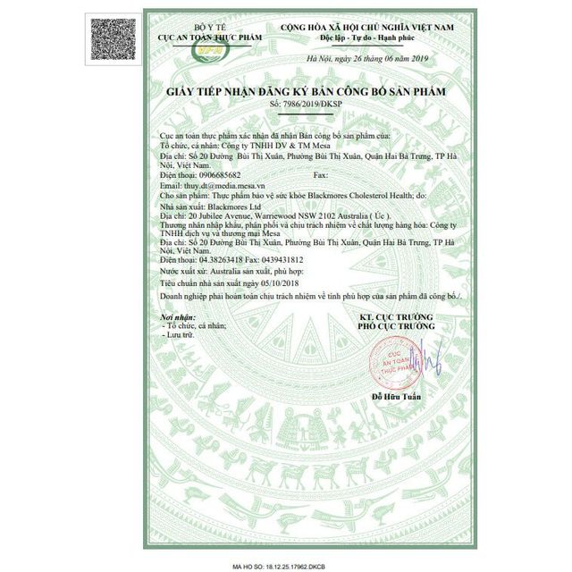 Vi&ecirc;n Hỗ Trợ Giảm Mỡ M&aacute;u Blackmores Health Của &Uacute;c