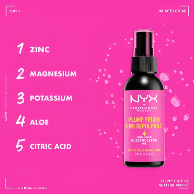 Xịt giữ nền kiềm dầu NYX Plump Finish Setting Spray 30ml