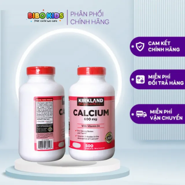 Vi&ecirc;n uống bổ sung Canxi Kirkland Calcium 600mg v&agrave; Vitamin D3 500 vi&ecirc;n