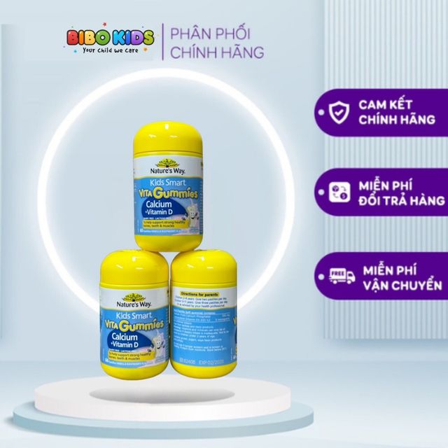 Kẹo Nature's Way hộp 60 vi&ecirc;n bổ sung canxi, vitamin D cho b&eacute; 2Y+