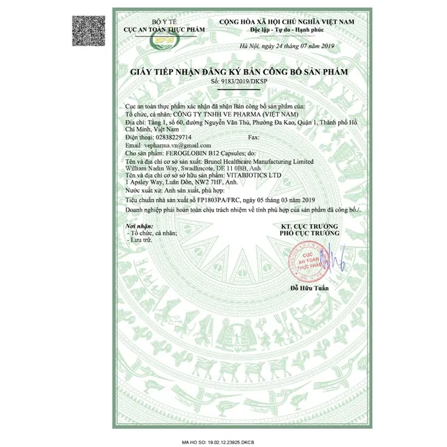 Vi&ecirc;n sắt Feroglobin h&agrave;ng ch&iacute;nh h&atilde;ng UK