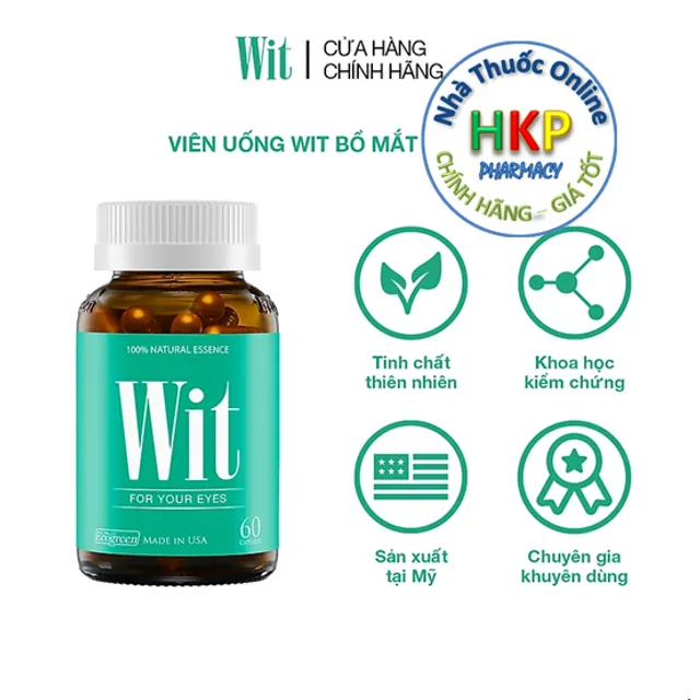 Vi&ecirc;n uống Wit gi&uacute;p tăng cường thị lực, giảm mờ mỏi mắt