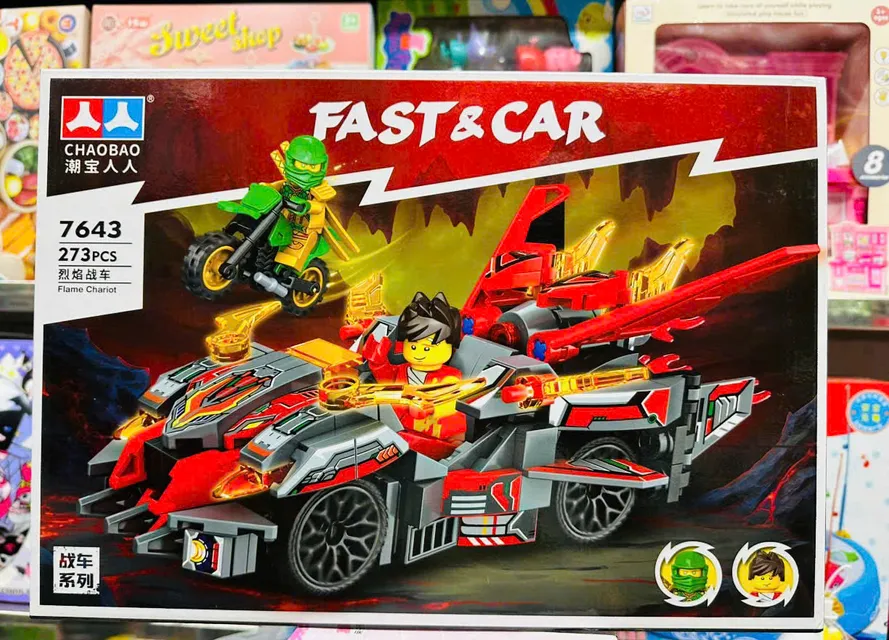 CHAOBAO 7643 Bộ lắp r&aacute;p m&ocirc; h&igrave;nh xe &ocirc; t&ocirc; đua Fast & Car Flame Chariot