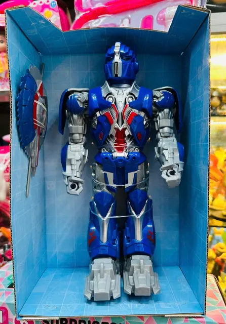 Đồ Chơi Robot Chạy Bằng Pin C&oacute; Đ&egrave;n V&agrave; Nhạc 684A M&agrave;u Xanh