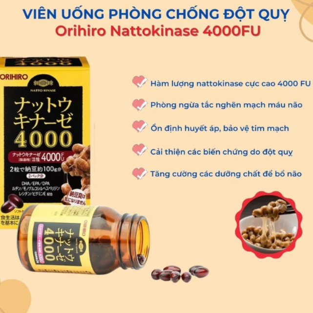 Vi&ecirc;n uống ph&ograve;ng ngừa đột quỵ 4000 FU Orihiro 60 vi&ecirc;n