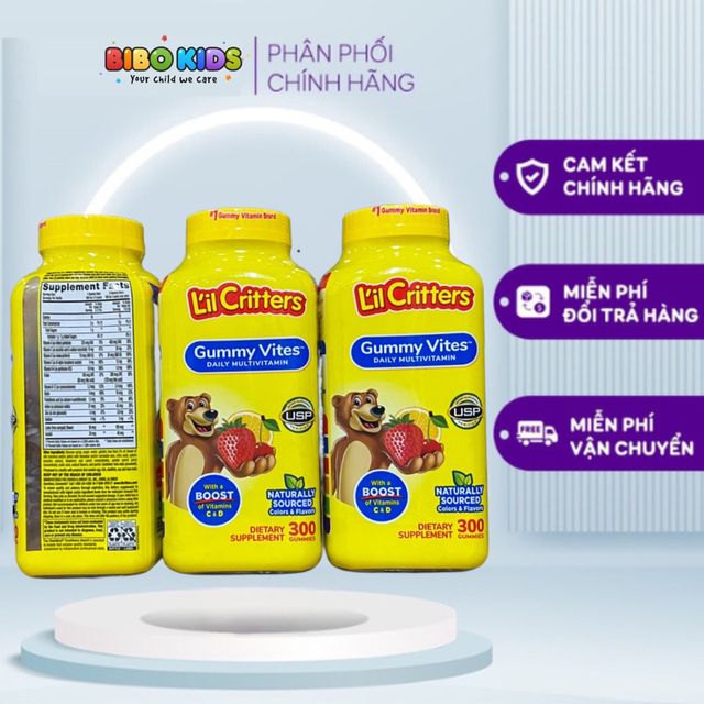Kẹo Dẻo Bổ Sung Vitamin L'il Critters Gummy Vites Complete Multivitamin mẫu mới 300 vi&ecirc;n