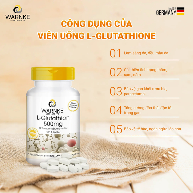 Vi&ecirc;n Uống Trắng Da Warnke L-Glutathion 500mg