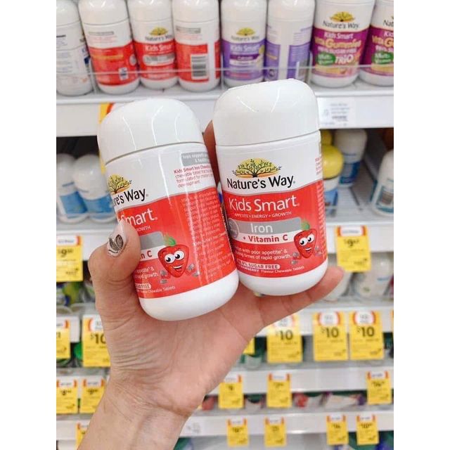 Vi&ecirc;n Nhai Vitamin C V&agrave; Sắt Nature's Way Kids Smart