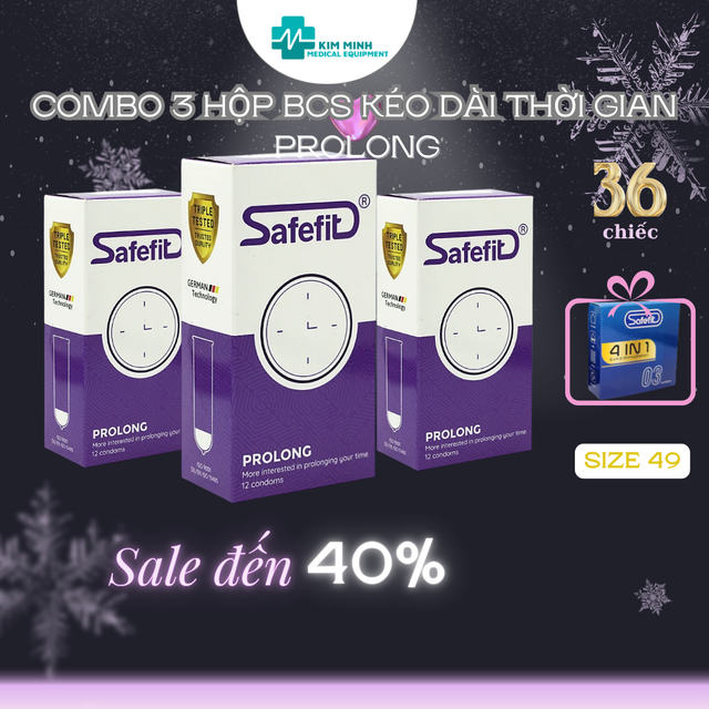 Combo 3 hộp 36 chiếc bao cao su k&eacute;o d&agrave;i thời gian size nhỏ