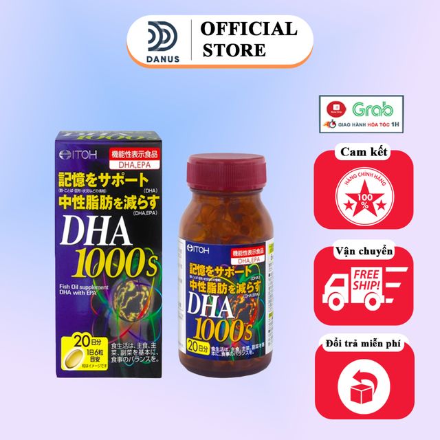 Vi&ecirc;n uống bổ n&atilde;o DHA 1000 hộp 120 vi&ecirc;n Nhật Bản